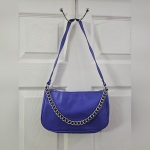 Wild Fable Blue Faux Leather Small Shoulder Bag Purse with Chain